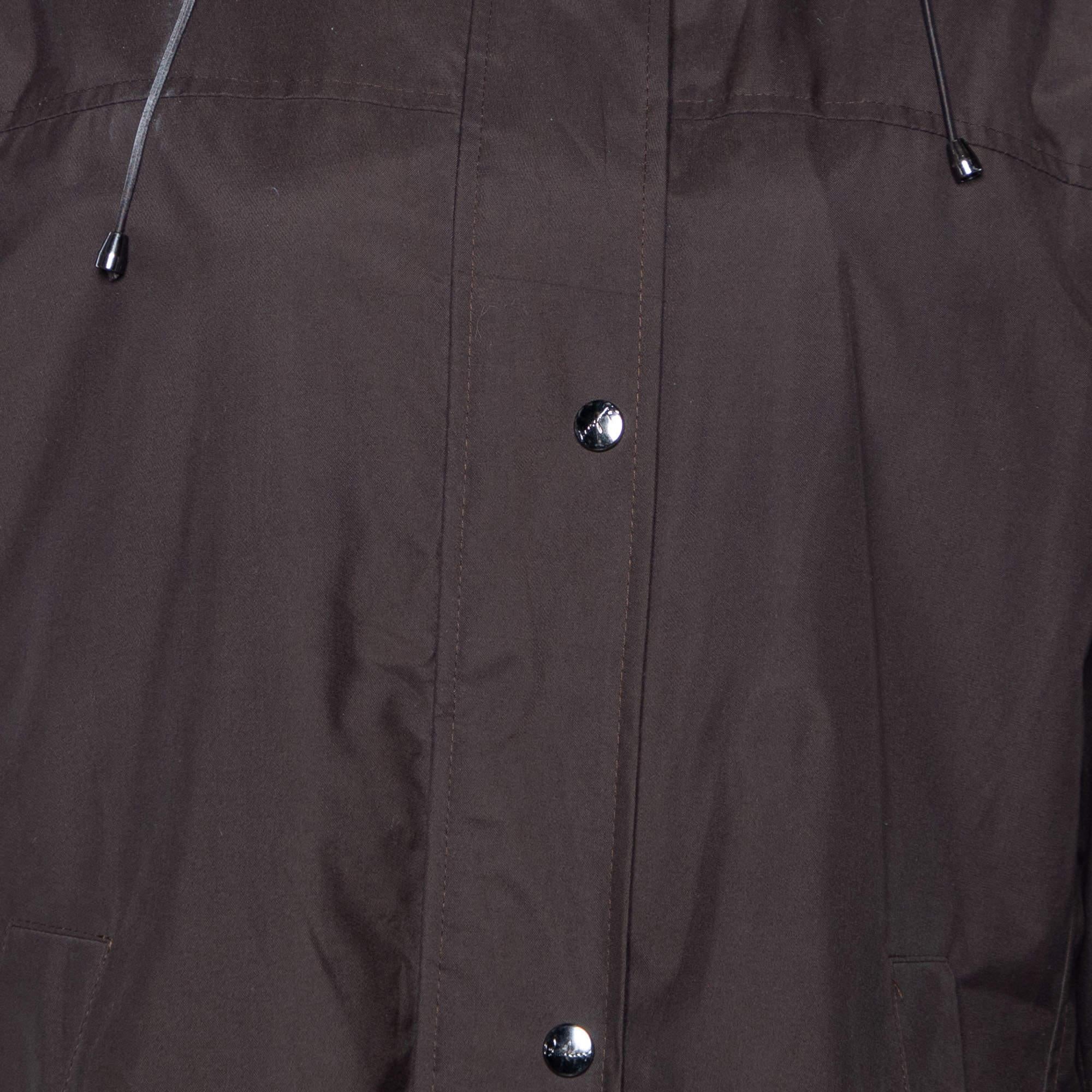Burberry Brown Polyester Double Lined Hooded Kayla Jacket L In Good Condition In Dubai, Al Qouz 2