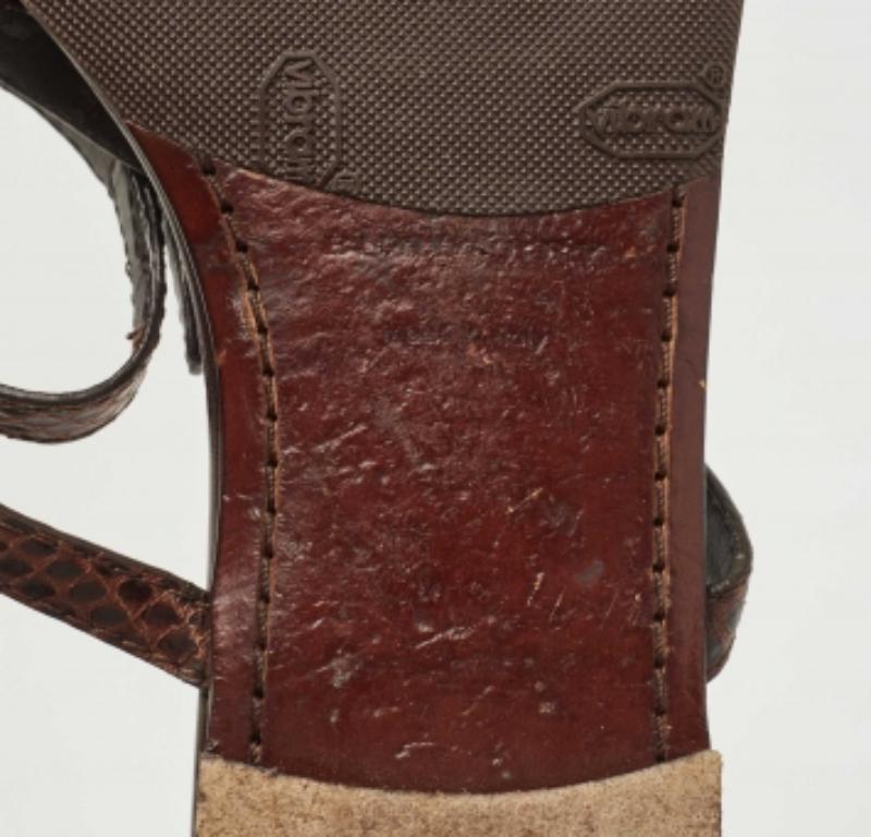 Burberry Sandalias planas con tira al tobillo de pitón marrón talla 37 en venta 3