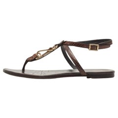 Burberry Braun Python Knöchelriemen Flache Sandalen Größe 37