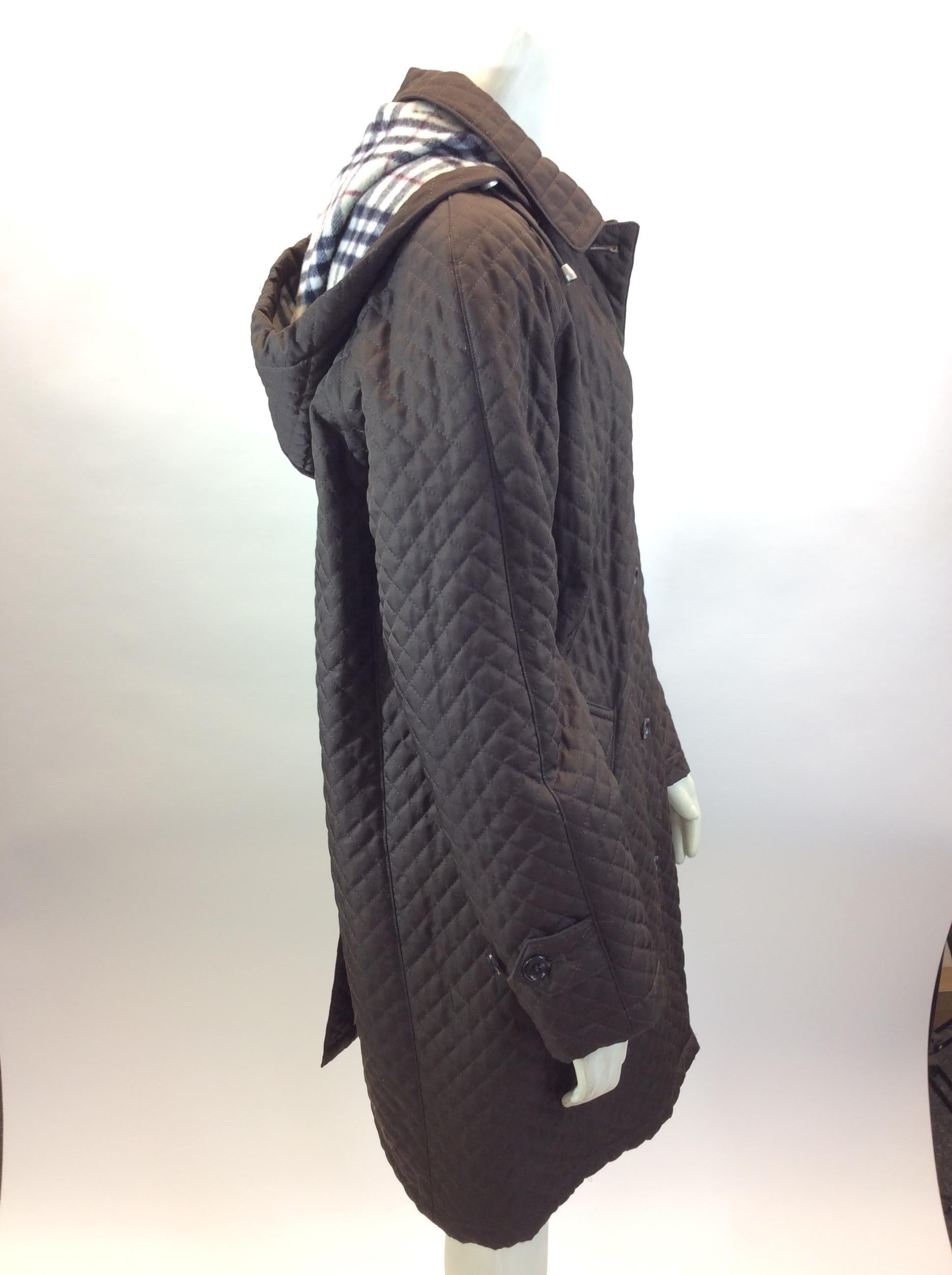 Burberry Brown Quilted Coat In Good Condition For Sale In Narberth, PA