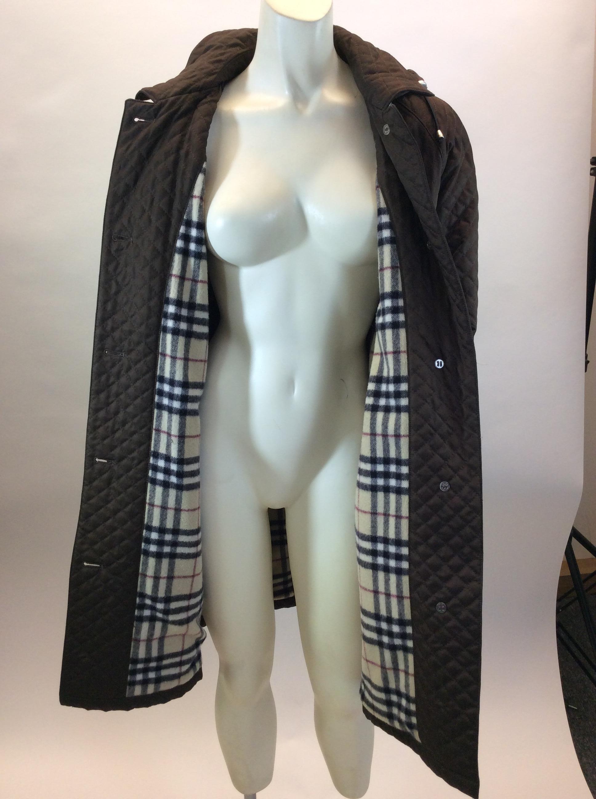 Women's Burberry Brown Quilted Coat For Sale