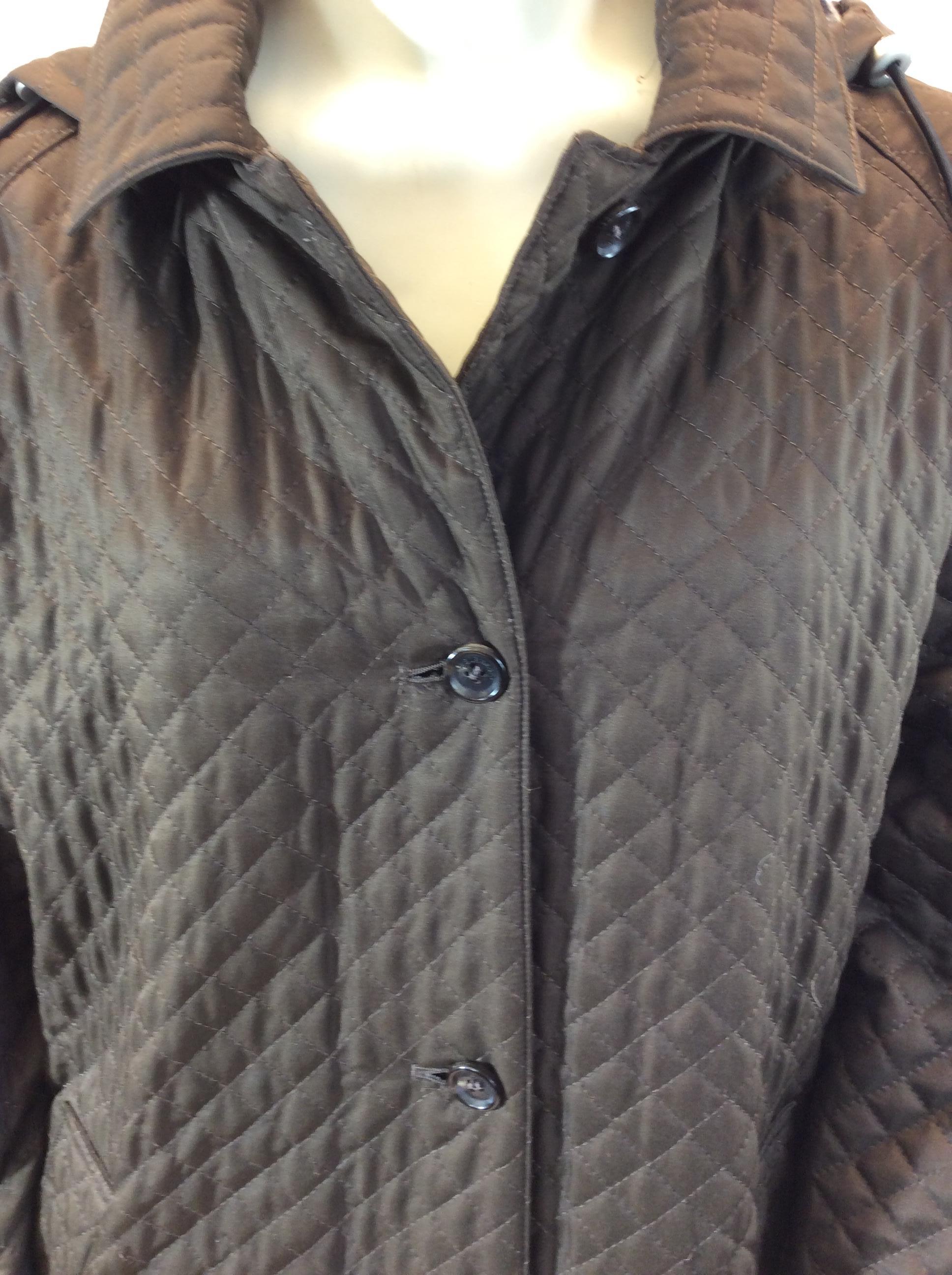 Burberry Brown Quilted Coat For Sale 1