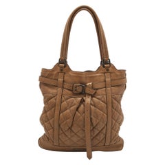 Burberry Brown Quilted Leather Buckle Tote