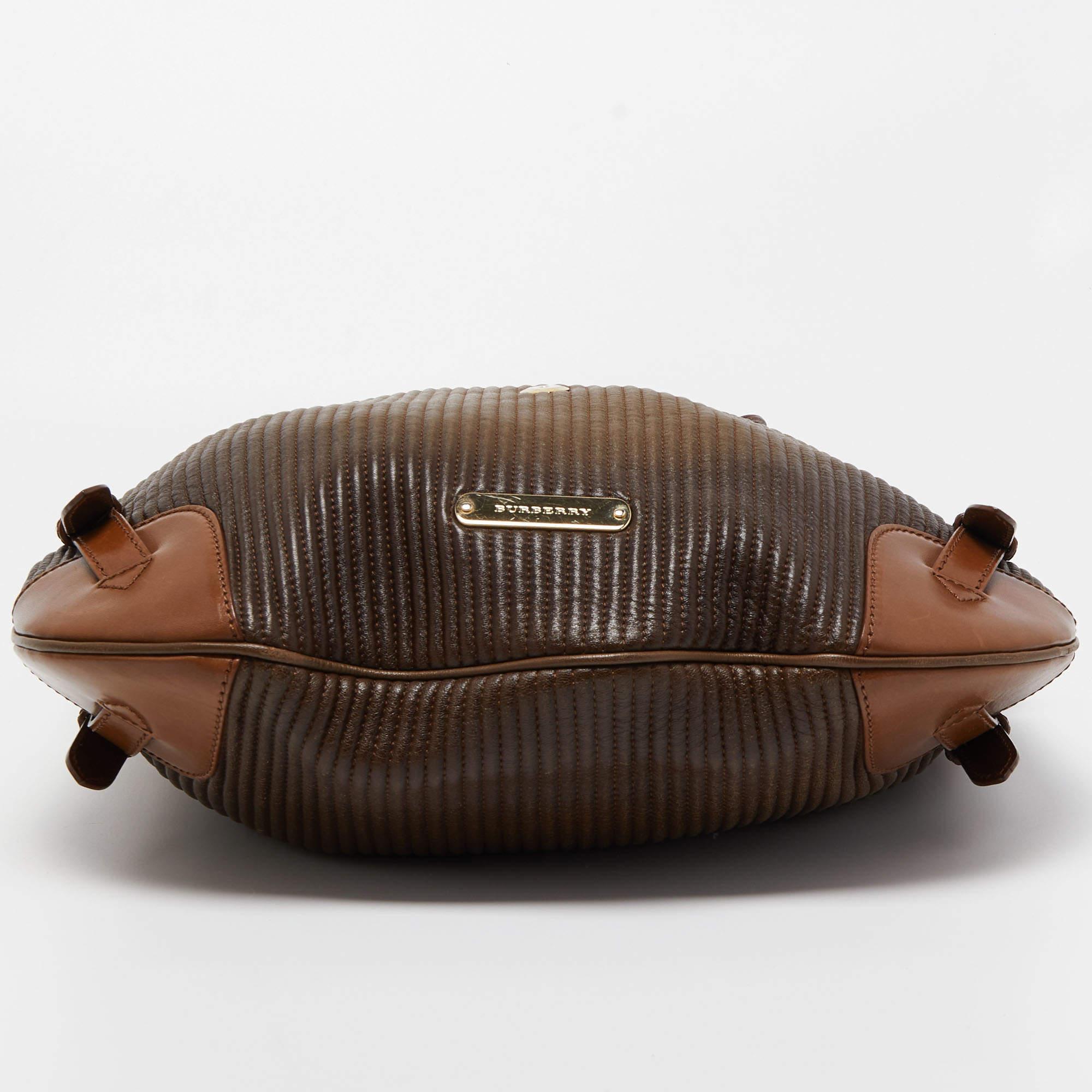 Burberry Brown Quilted Leather Dunloe Hobo 1