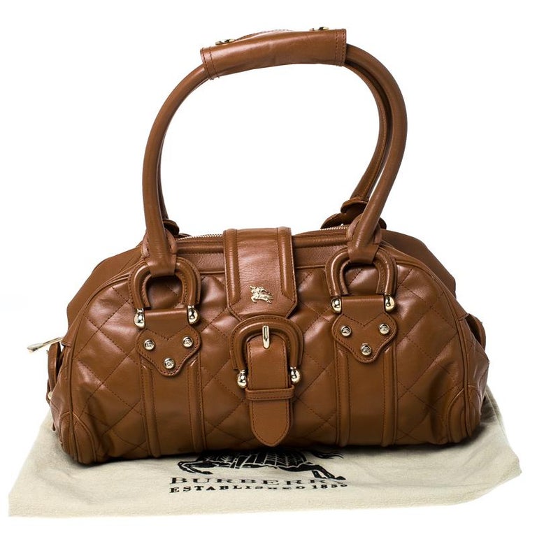 Burberry Brown Quilted Leather Manor Satchel For Sale at 1stdibs