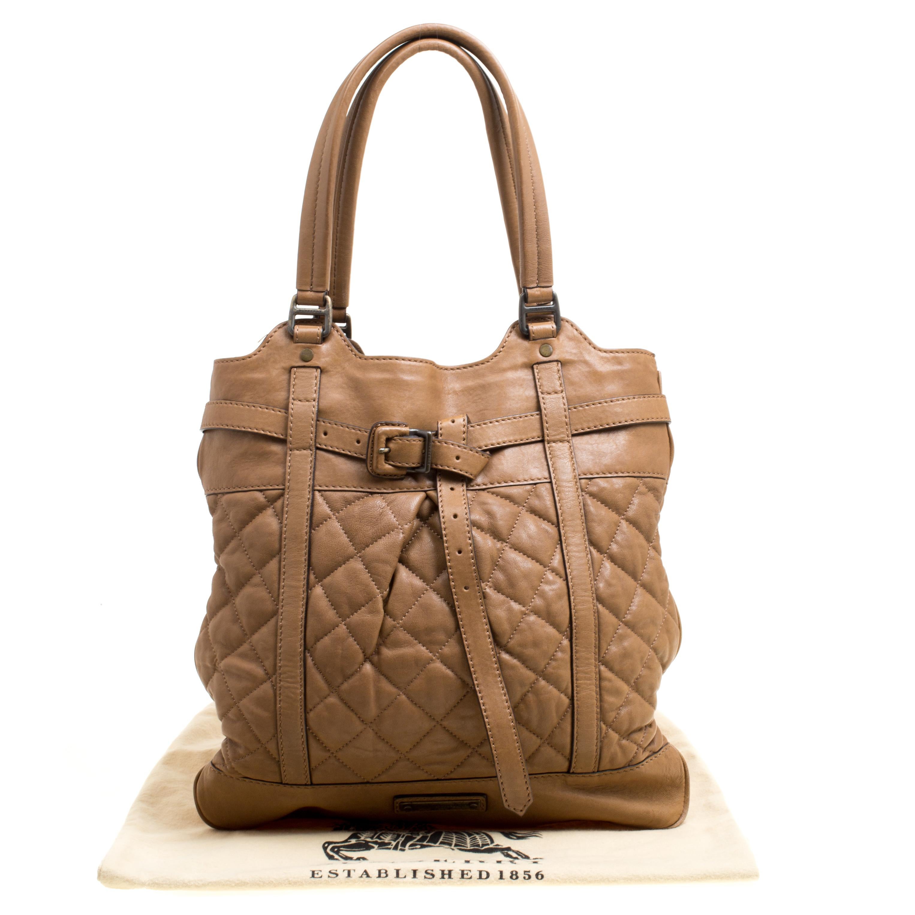 Burberry Brown Quilted Leather Tote 9