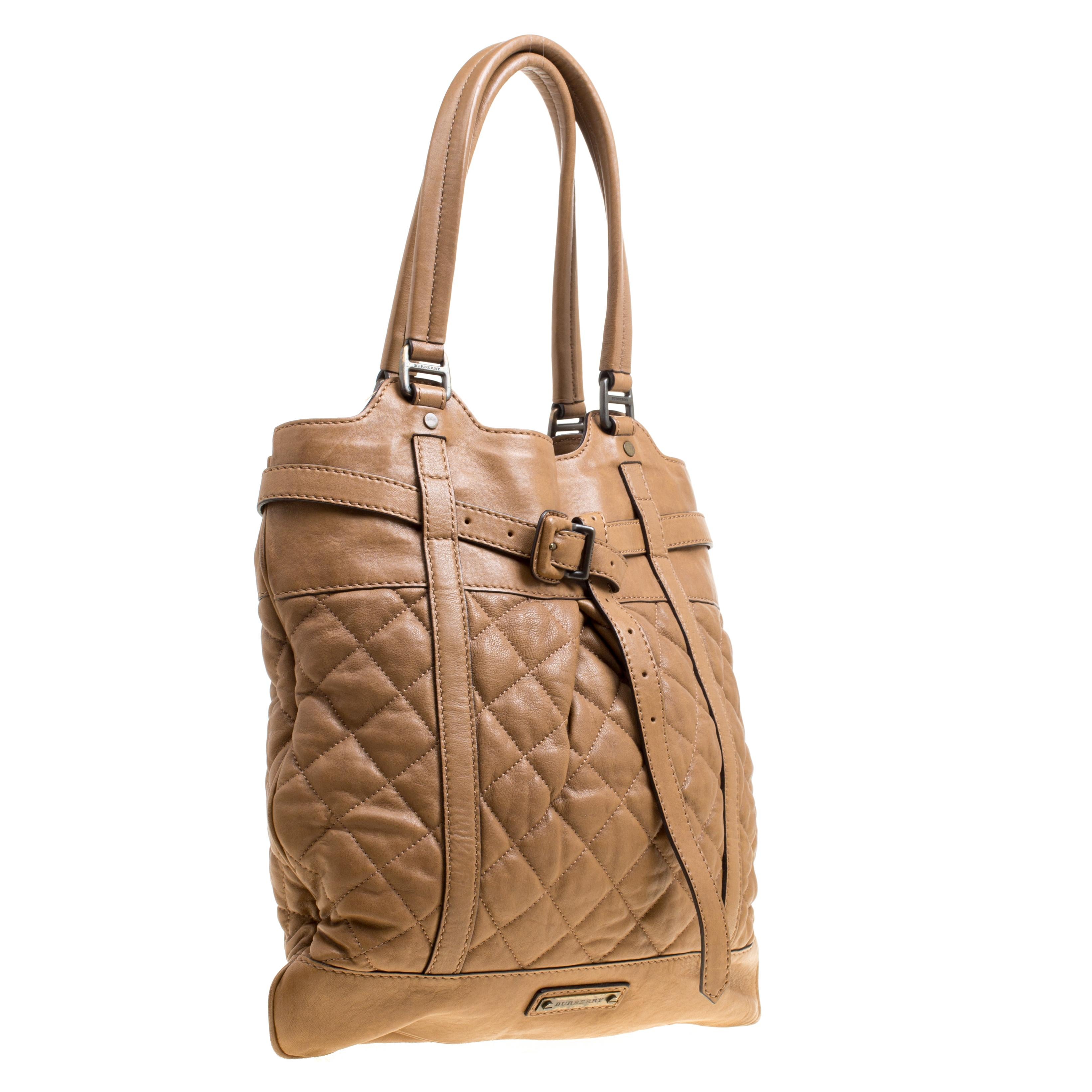 Women's Burberry Brown Quilted Leather Tote