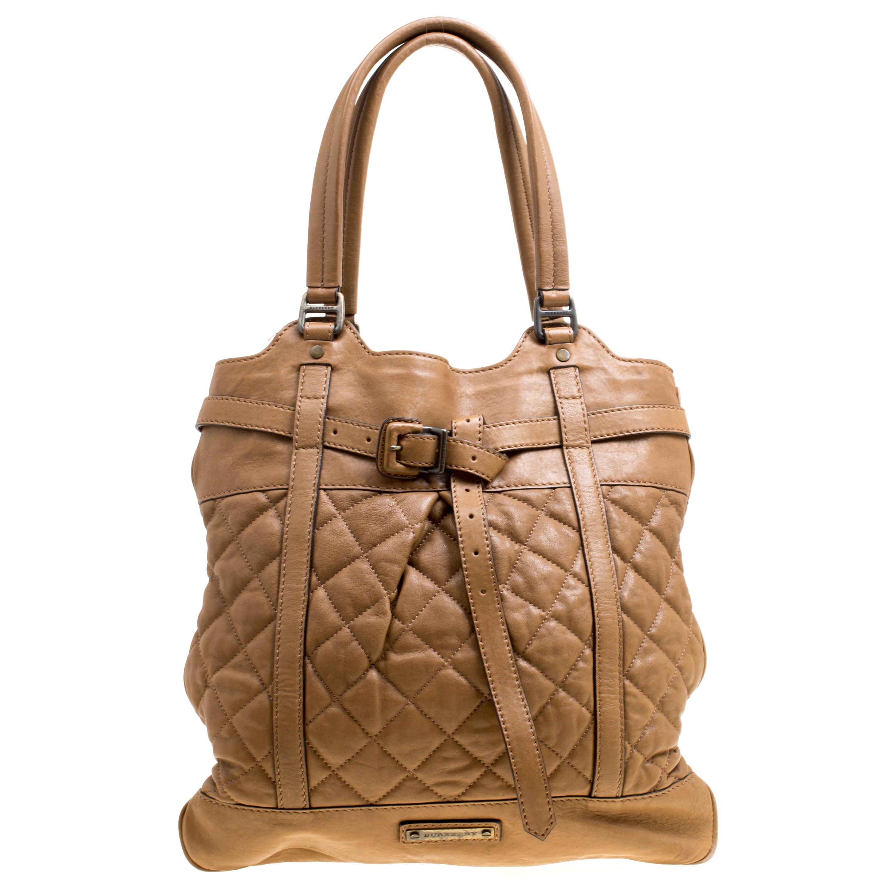 Burberry Brown Quilted Leather Tote