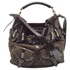 Burberry Brown Quilted Nylon and Leather Bromley Hobo