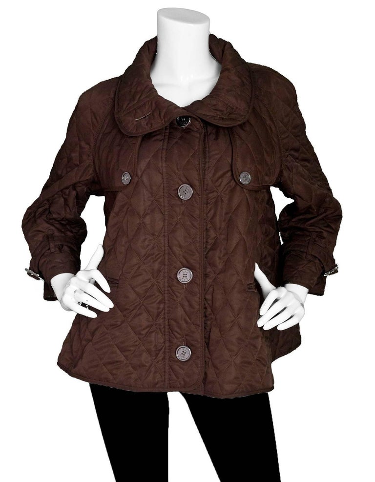 Burberry Brown Quilted Swing Jacket Sz L For Sale at 1stDibs burberry
