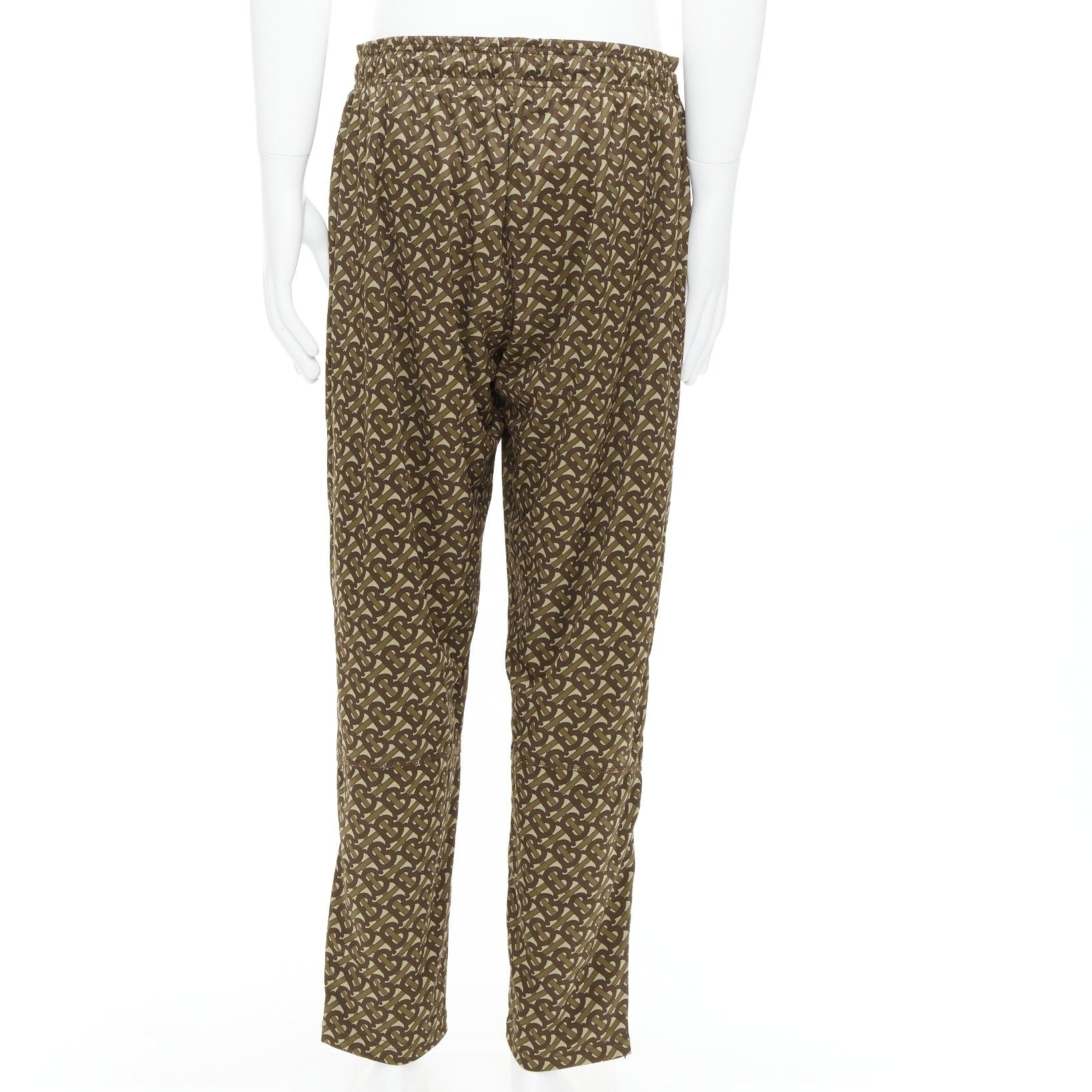 Uomo Burberry marrone Raine TB logo monogram rosso patch pantaloni jogger XL in vendita