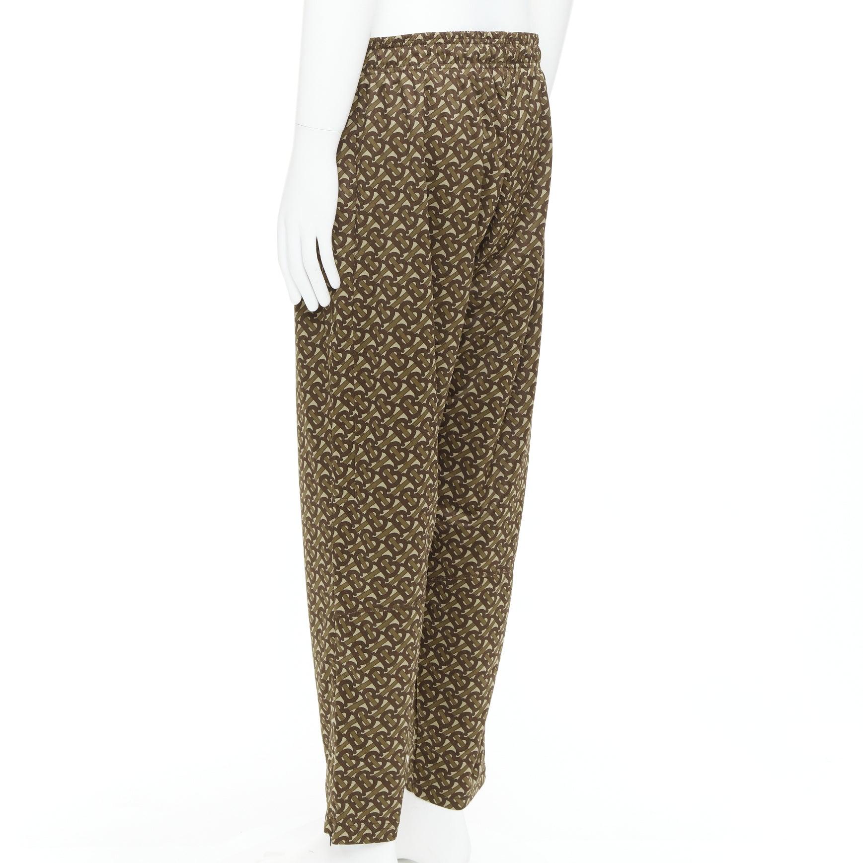Burberry marrone Raine TB logo monogram rosso patch pantaloni jogger XL in vendita 1