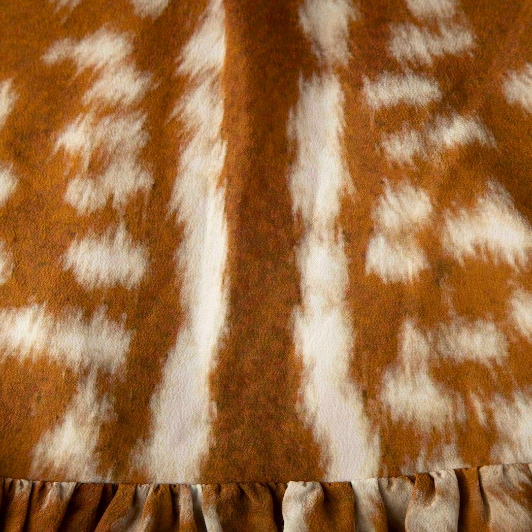 Women's Burberry Brown Silk Deer Print Raw Hem Blouse Size XS For Sale