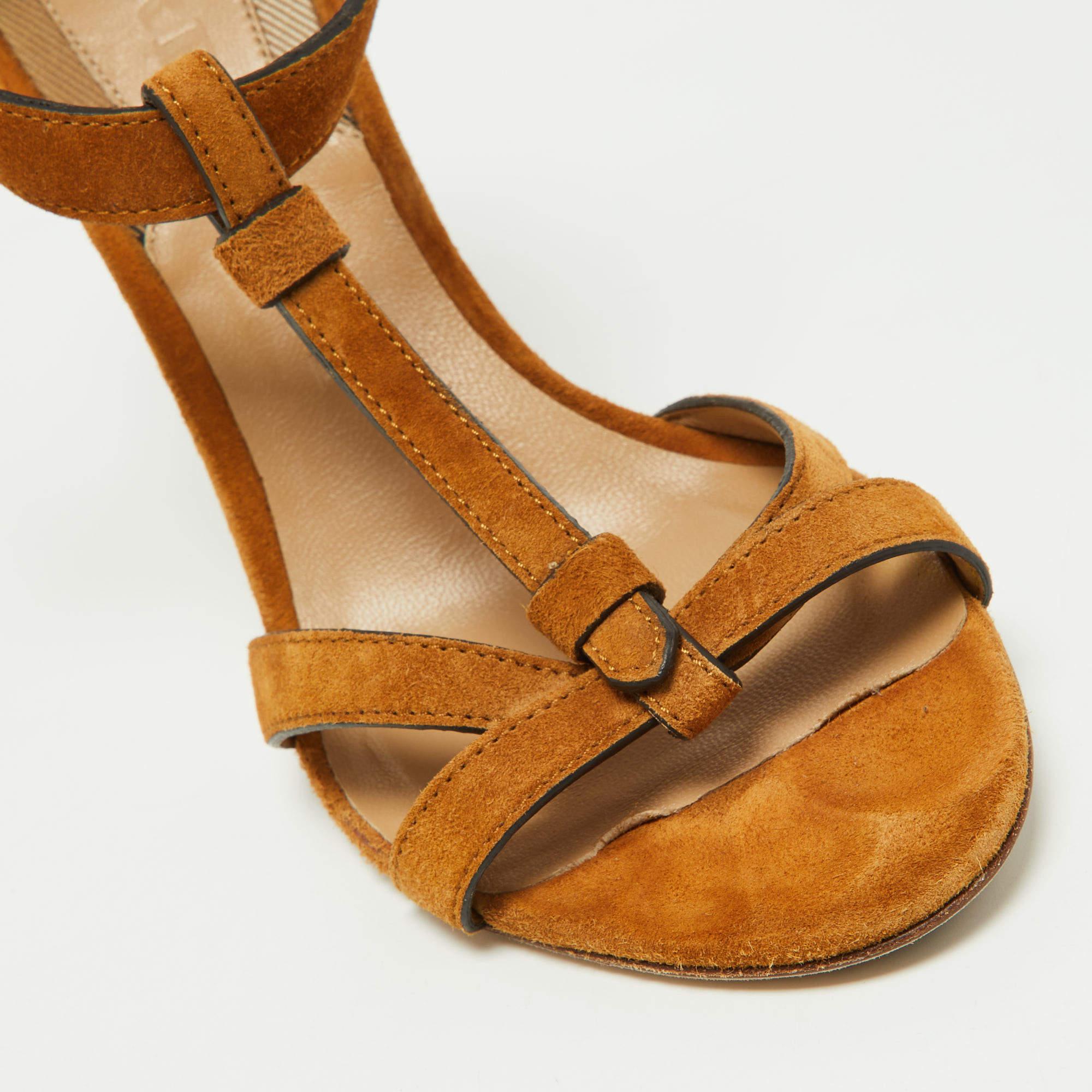 Burberry Brown Suede Ankle Strap Sandals Size 39 For Sale 3
