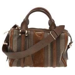 Burberry Brown Suede, Leather And Canvas Nevinson Bowling Bag