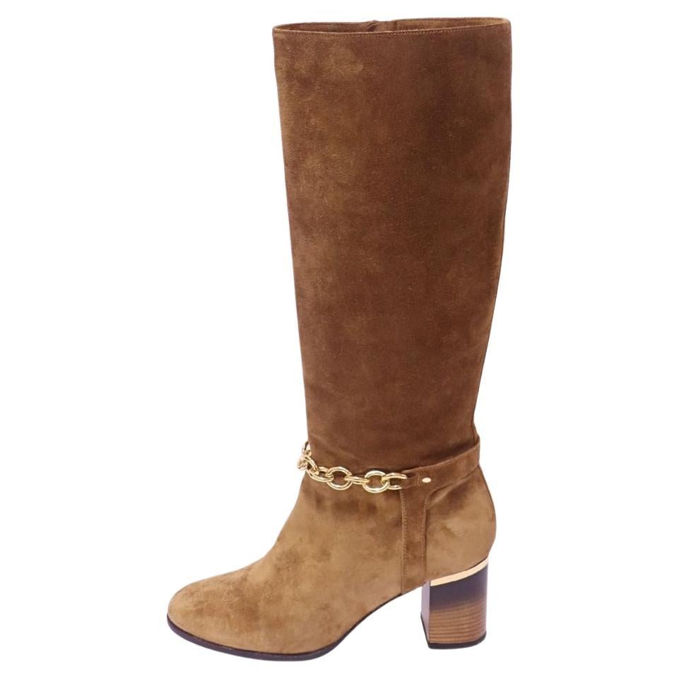 Burberry Botas a media caña de ante marrón con detalle de cadena dorada - UE 40 en venta