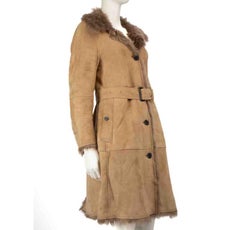 Burberry Brown Suede Shearling Lined Coat Size XS