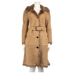 Burberry Brown Suede Shearling Lined Coat Size XS