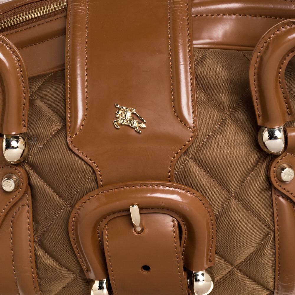Burberry Brown/Tan Nylon and Leather Large Manor Satchel 6