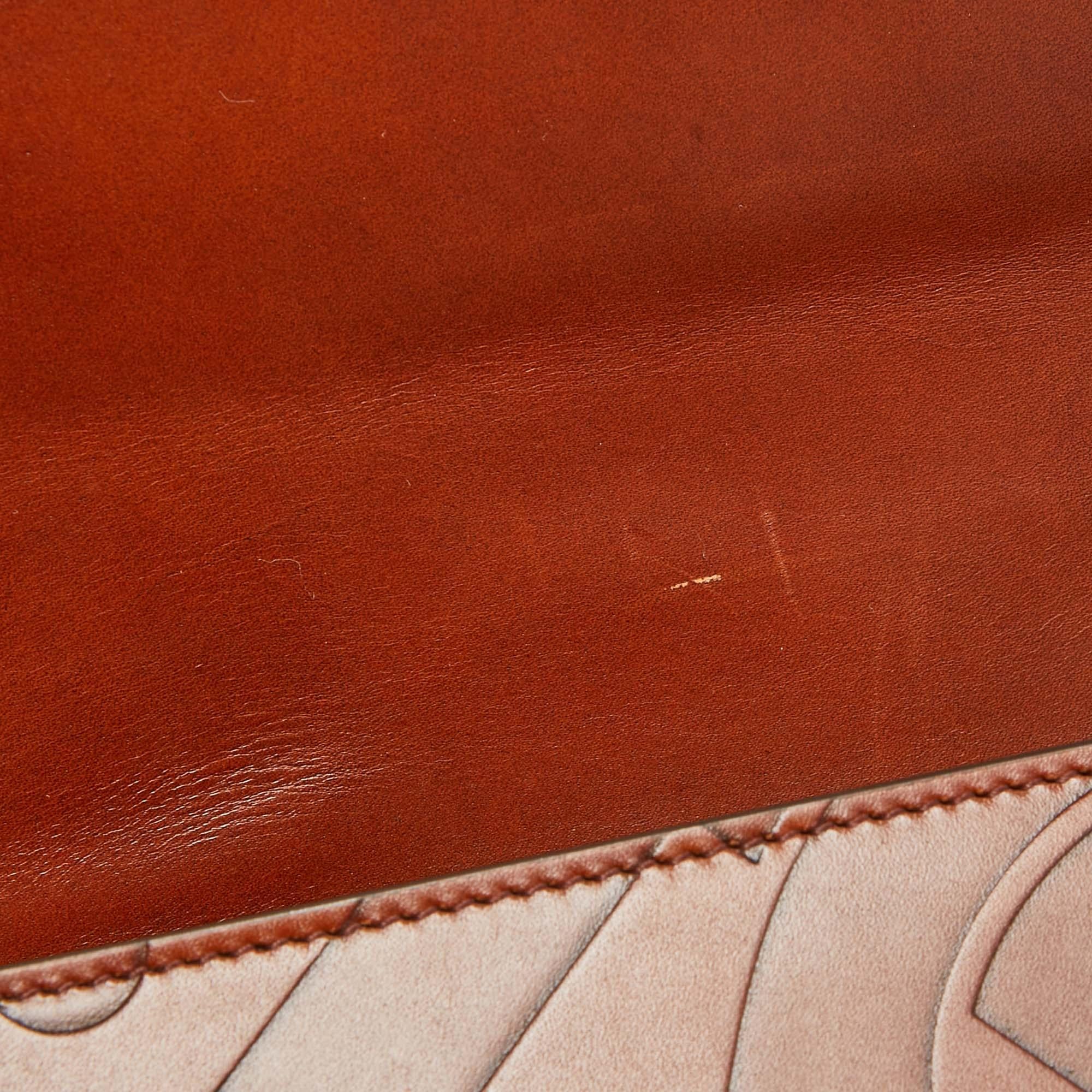 Burberry - Petit sac à bandoulière Olympia en cuir gaufré marron TB en vente 4
