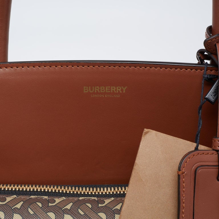 Burberry London TB Monogram Large Society Tote - Brown Totes