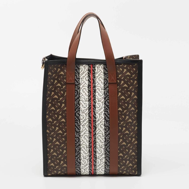 Striped brown leather Handbag
