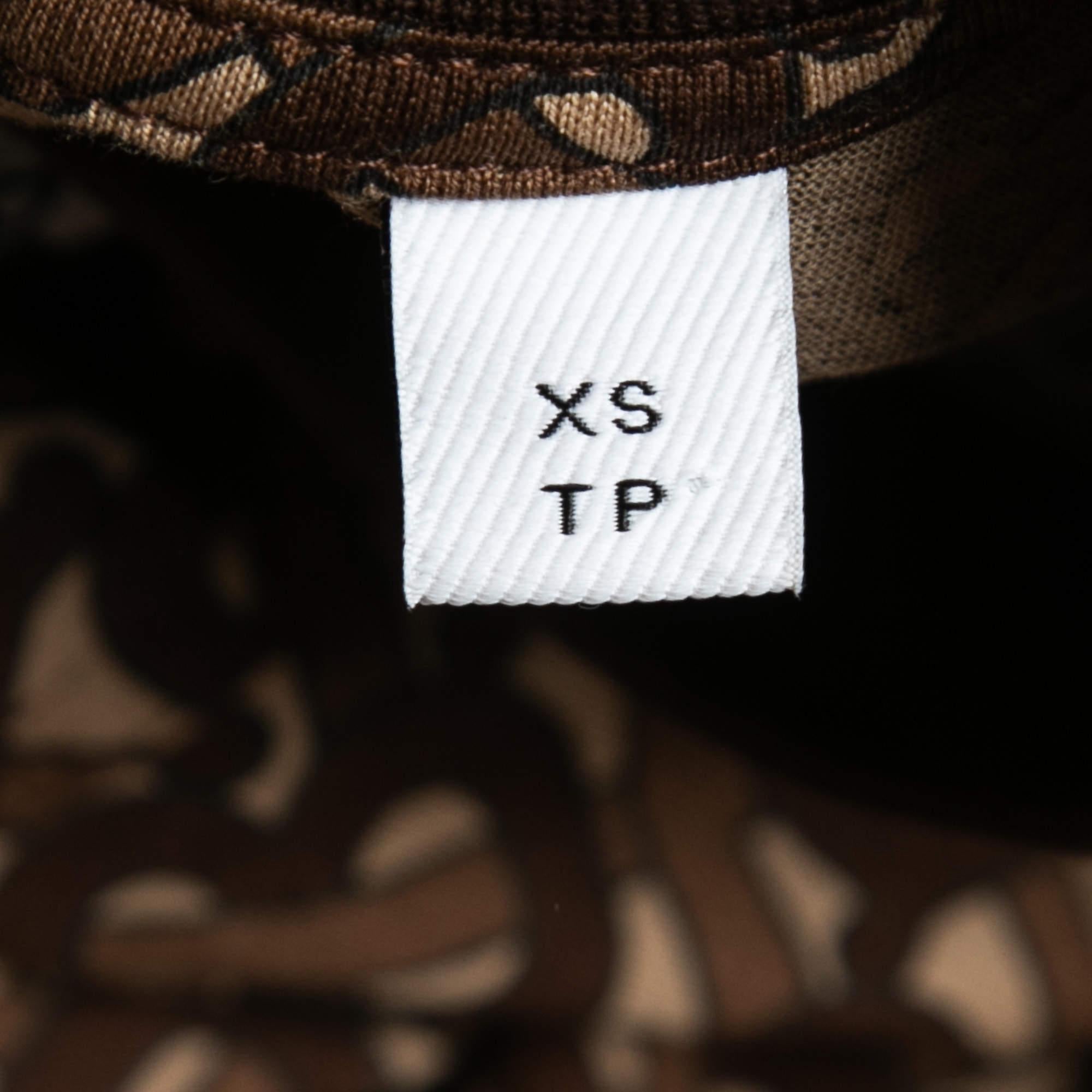 Burberry Brown TB Monogram Striped Cotton Crew Neck T-Shirt XS 1