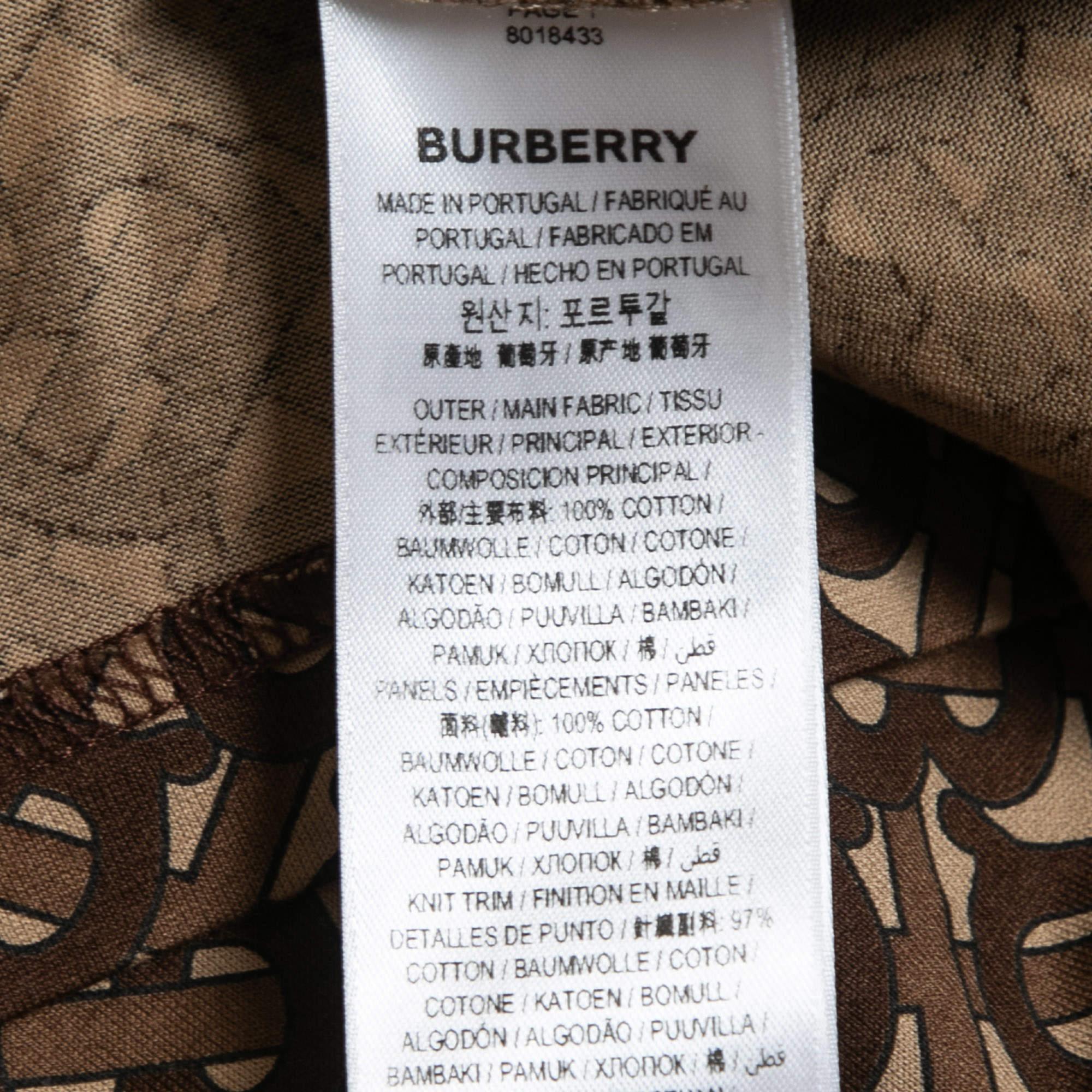 Burberry Brown TB Monogram Striped Cotton Crew Neck T-Shirt XS 2