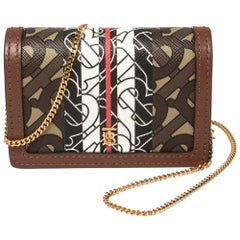 Burberry Brown TB-Print Coated Canvas and Leather Crossbody Bag