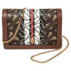 Burberry Brown TB-Print Coated Canvas and Leather Crossbody Bag