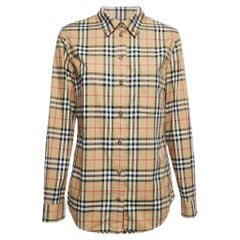 Burberry Brown Vintage Check Cotton button Front Shirt M
