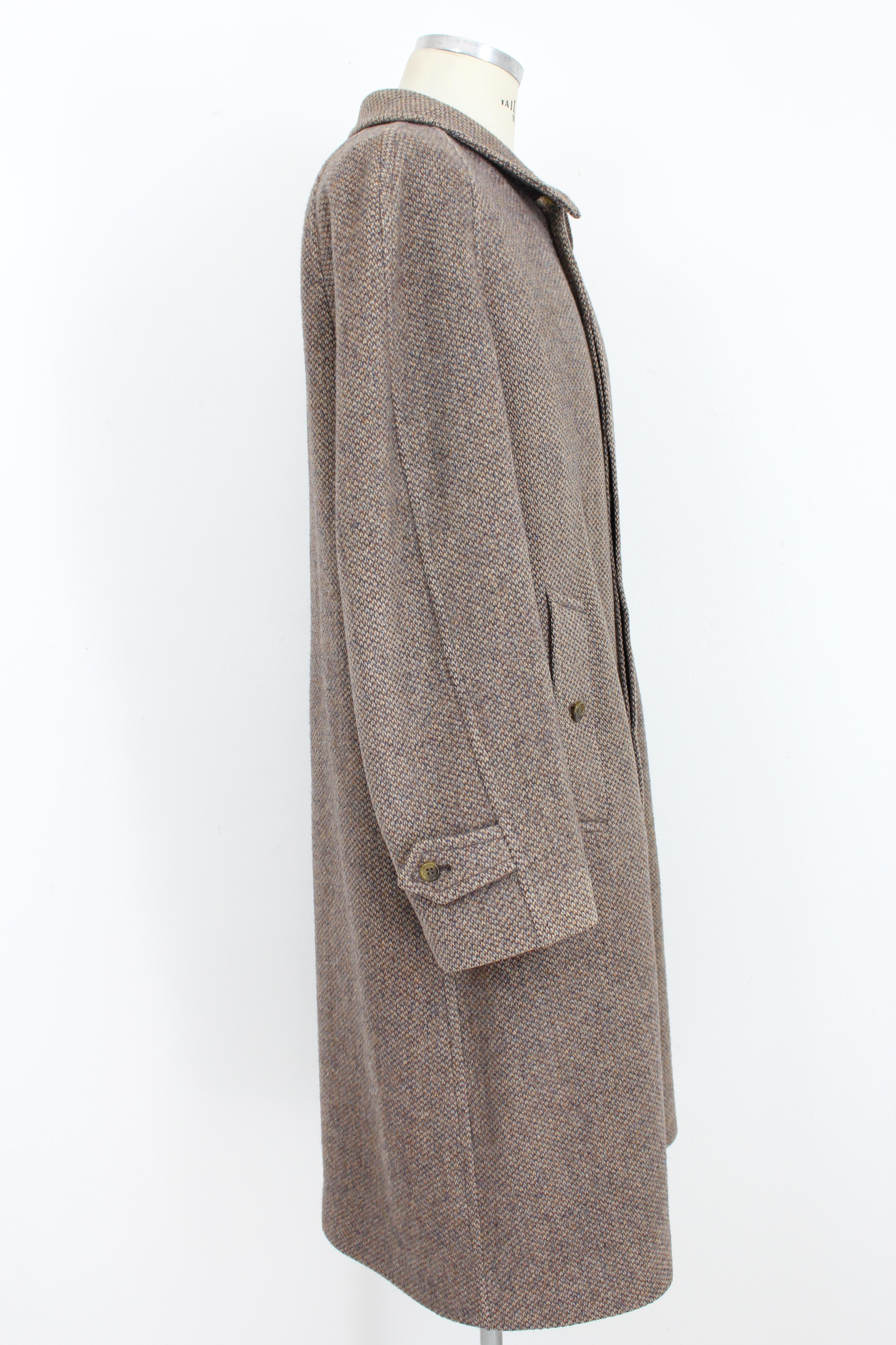 Burberry Brauner irischer Tweed-Mantel aus Wolle im Vintage-Stil (Grau)