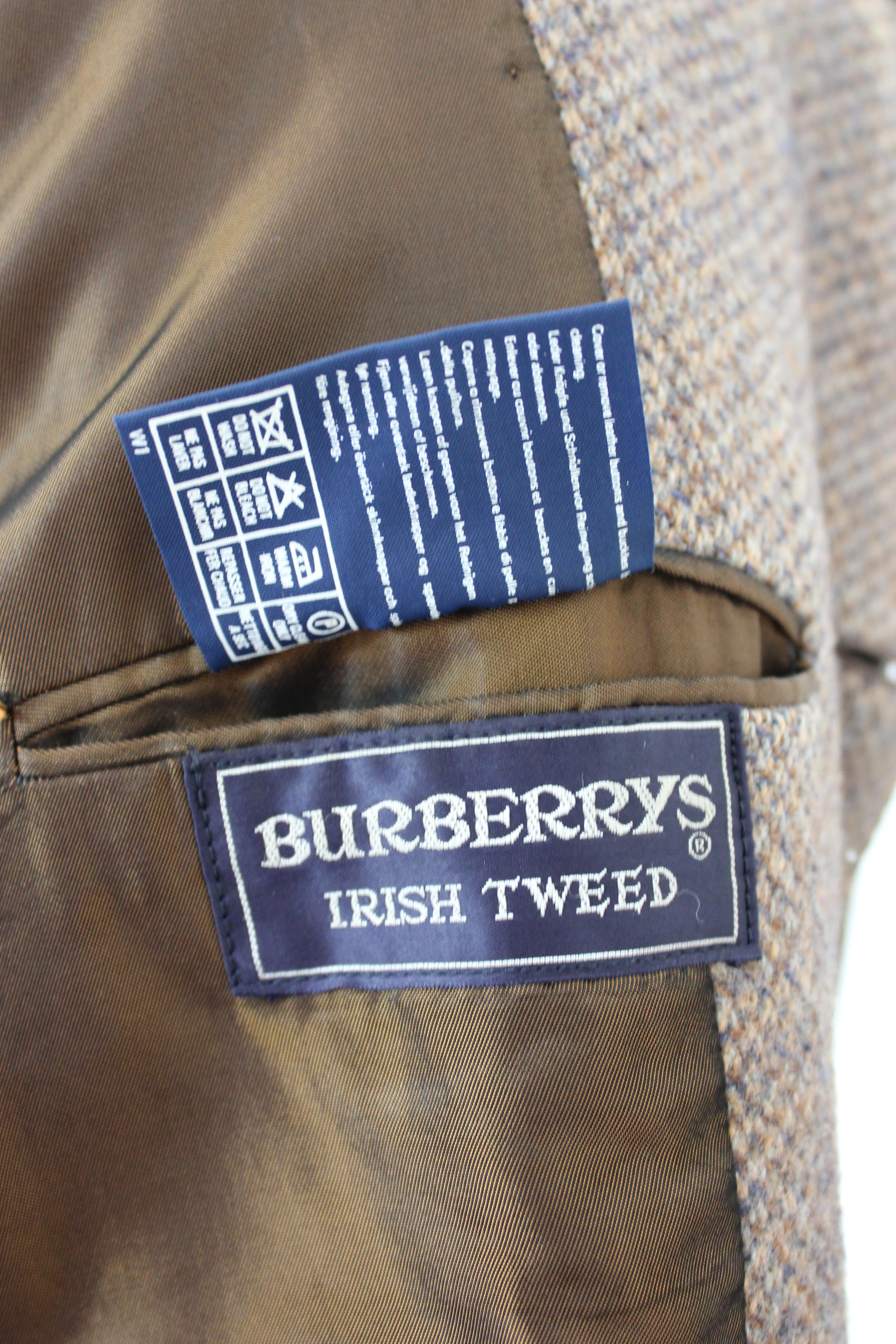 Men's Burberry Brown Wool Irish Tweed Vintage Coat