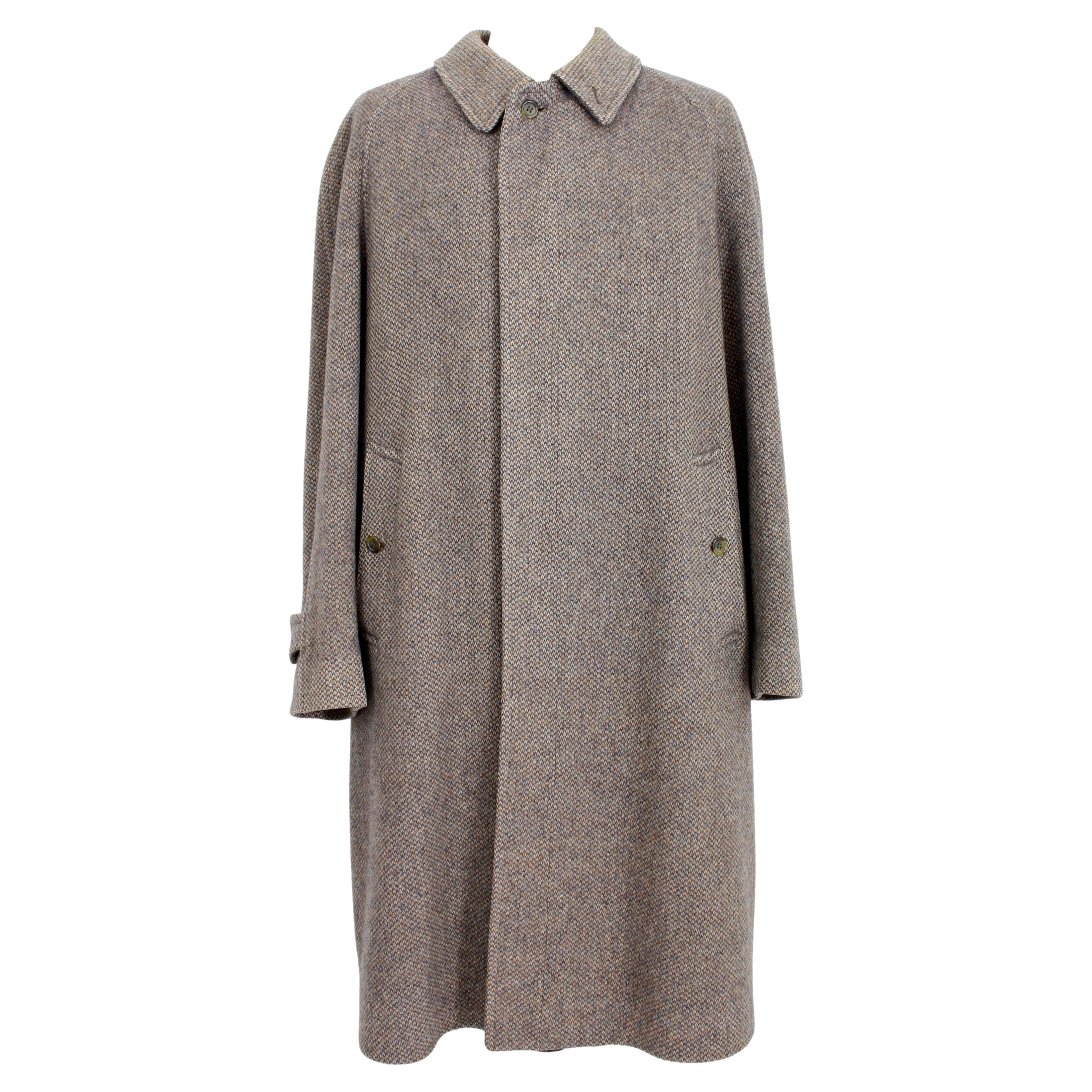 Burberry Brauner irischer Tweed-Mantel aus Wolle im Vintage-Stil