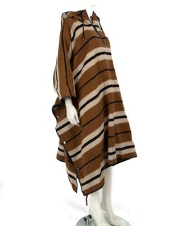 Burberry Brown Wool Striped Poncho Size S