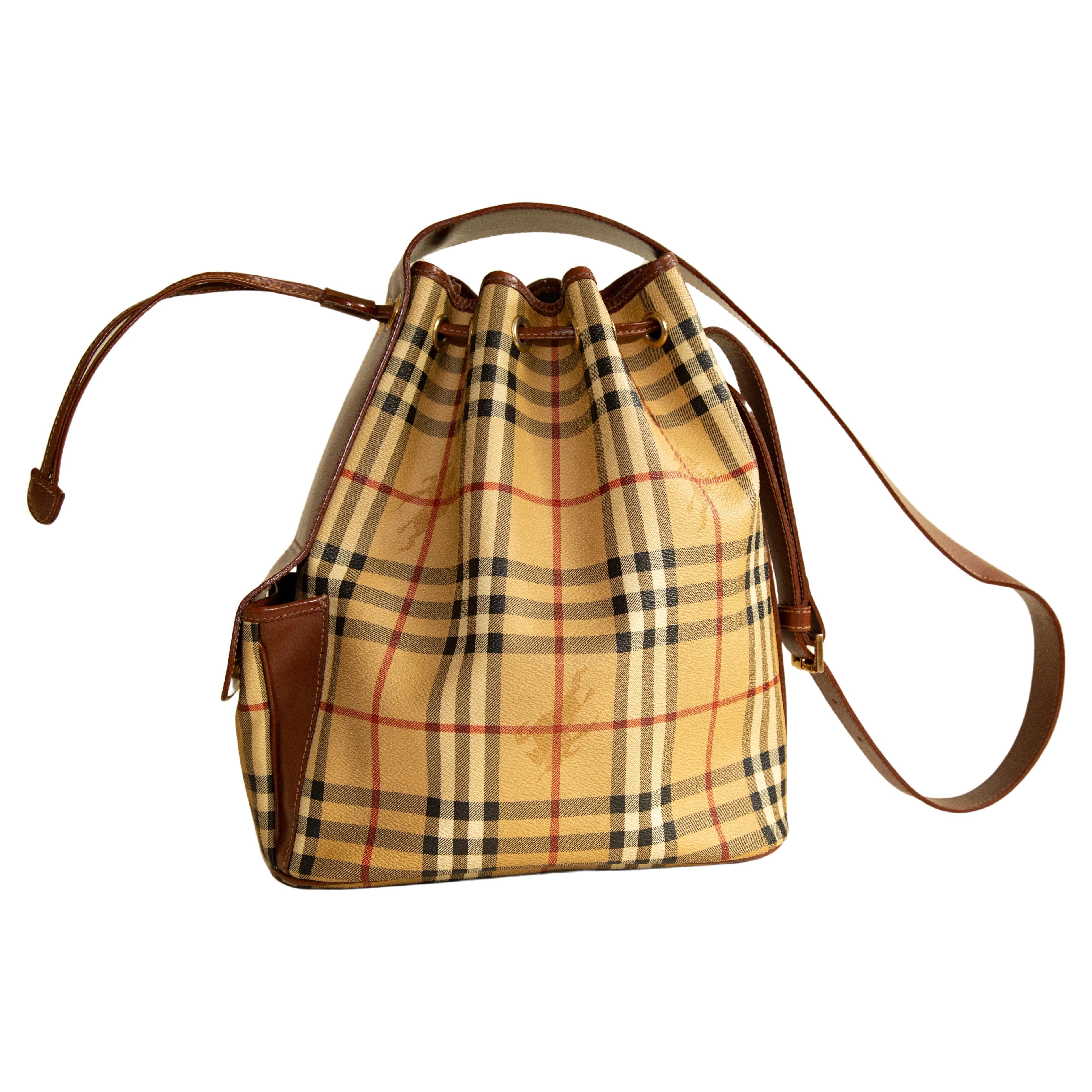 Burberry Bucket Bag in Classic Check Vinyl Coated Canvas 