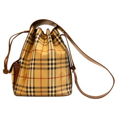  Burberry Bucket Bag in Vinyl Coated Canvas with Burberry Classic Check Print