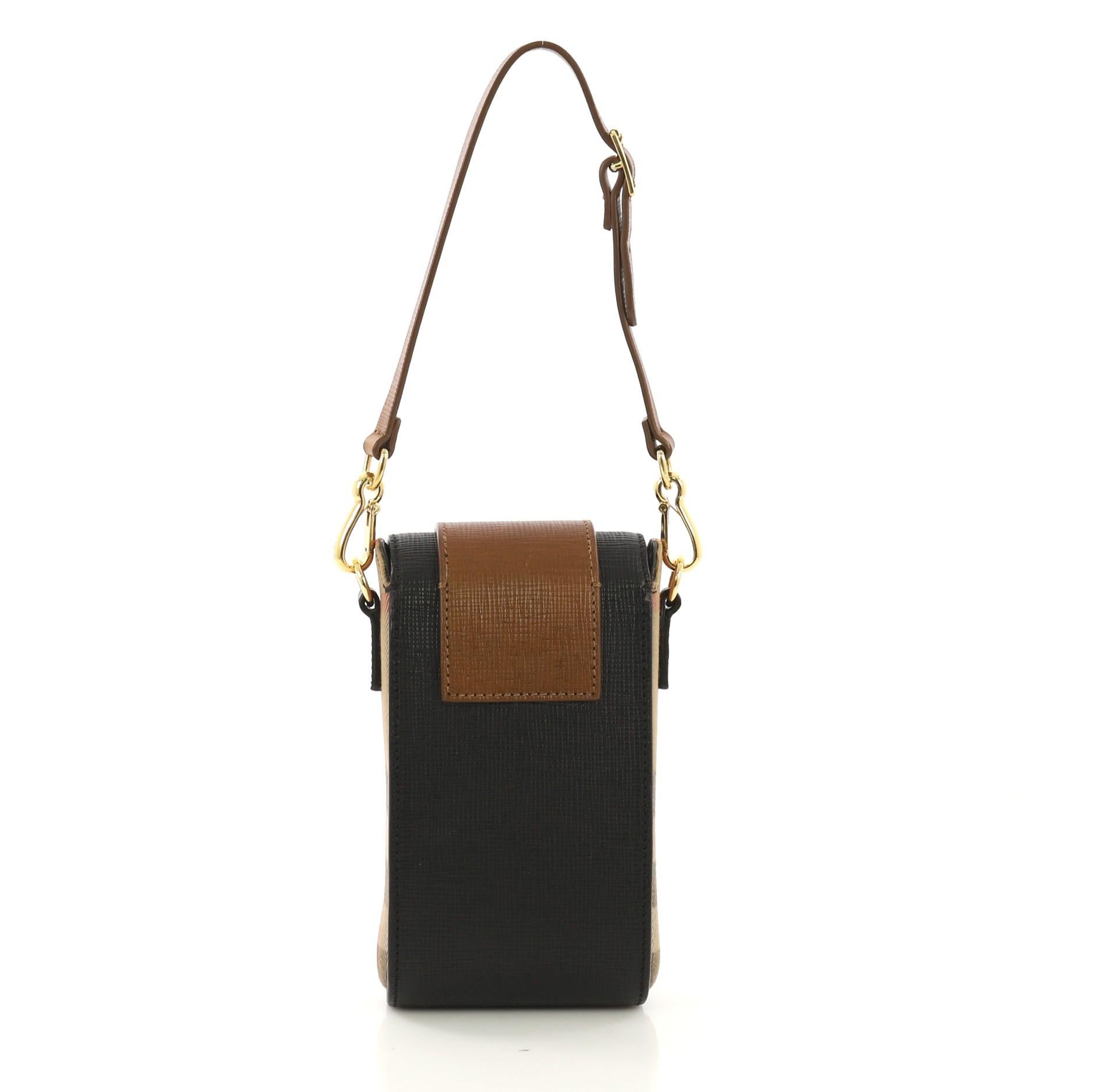 Burberry Buckle Belt Bag House Check and Leather Vertical In Good Condition In NY, NY