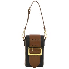 Used Burberry Buckle Belt Bag House Check and Leather Vertical