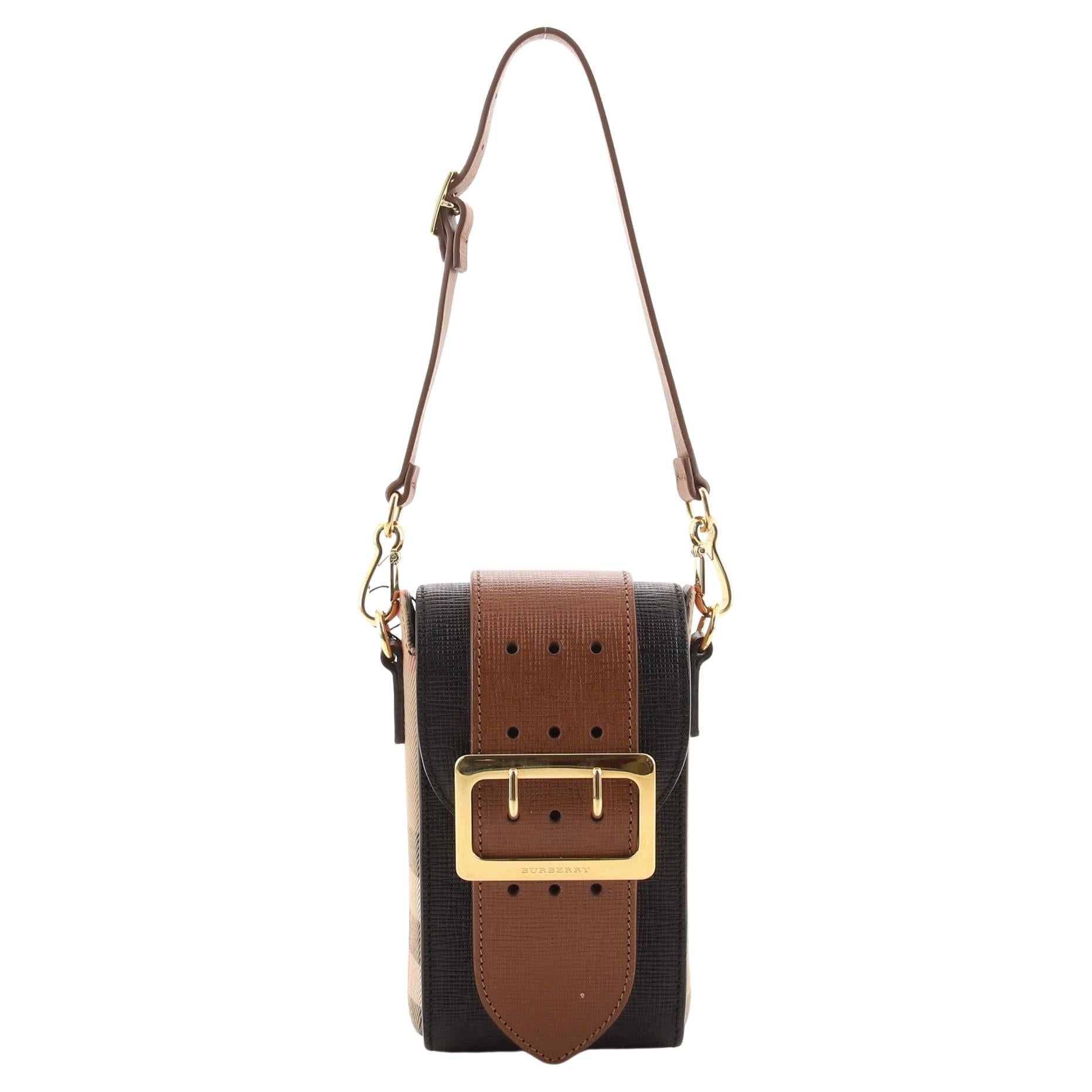 Burberry Buckle Belt Bag House Check and Leather Vertical at 1stDibs