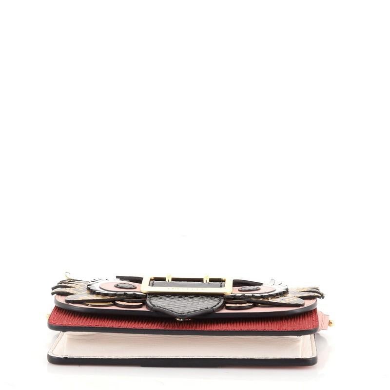 Beige Burberry Buckle Chain Crossbody Bag Leather with Snakeskin and Applique M