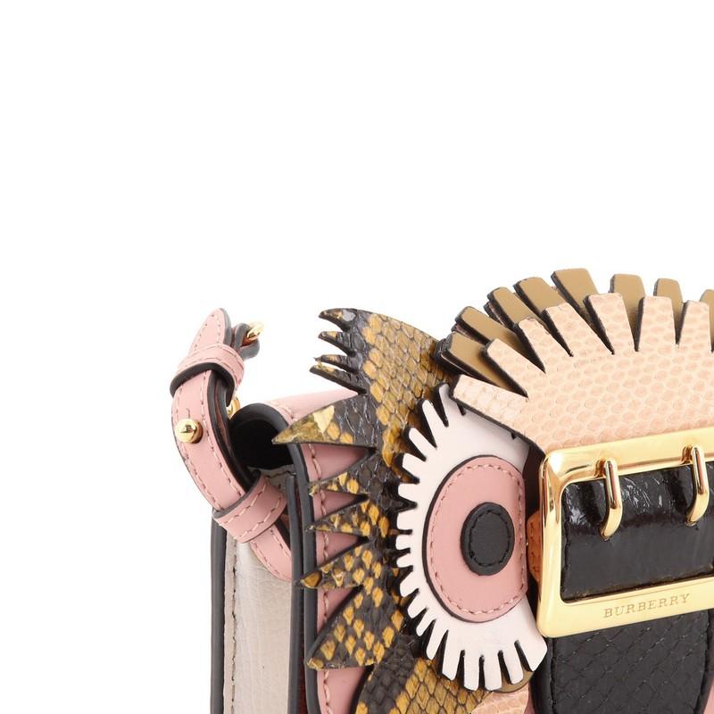 Women's or Men's Burberry Buckle Chain Crossbody Bag Leather with Snakeskin and Applique M