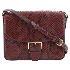 Used Burberry Buckle Flap Crossbody Bag Snakeskin Small