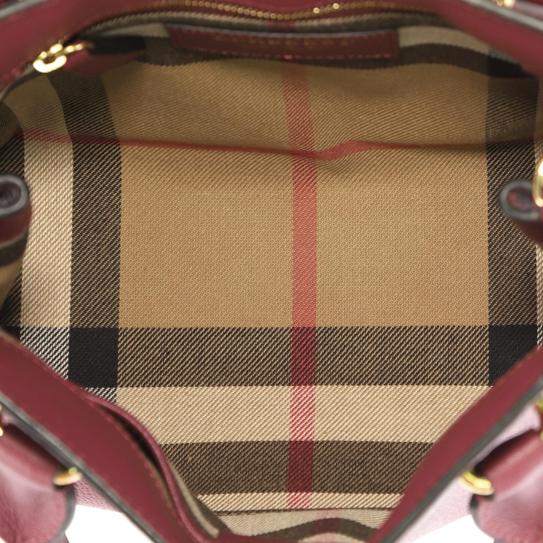 Brown Burberry Buckle Tote Leather Small