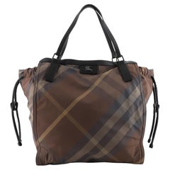 Burberry Buckleigh Packable Tote Check Print Nylon Medium
