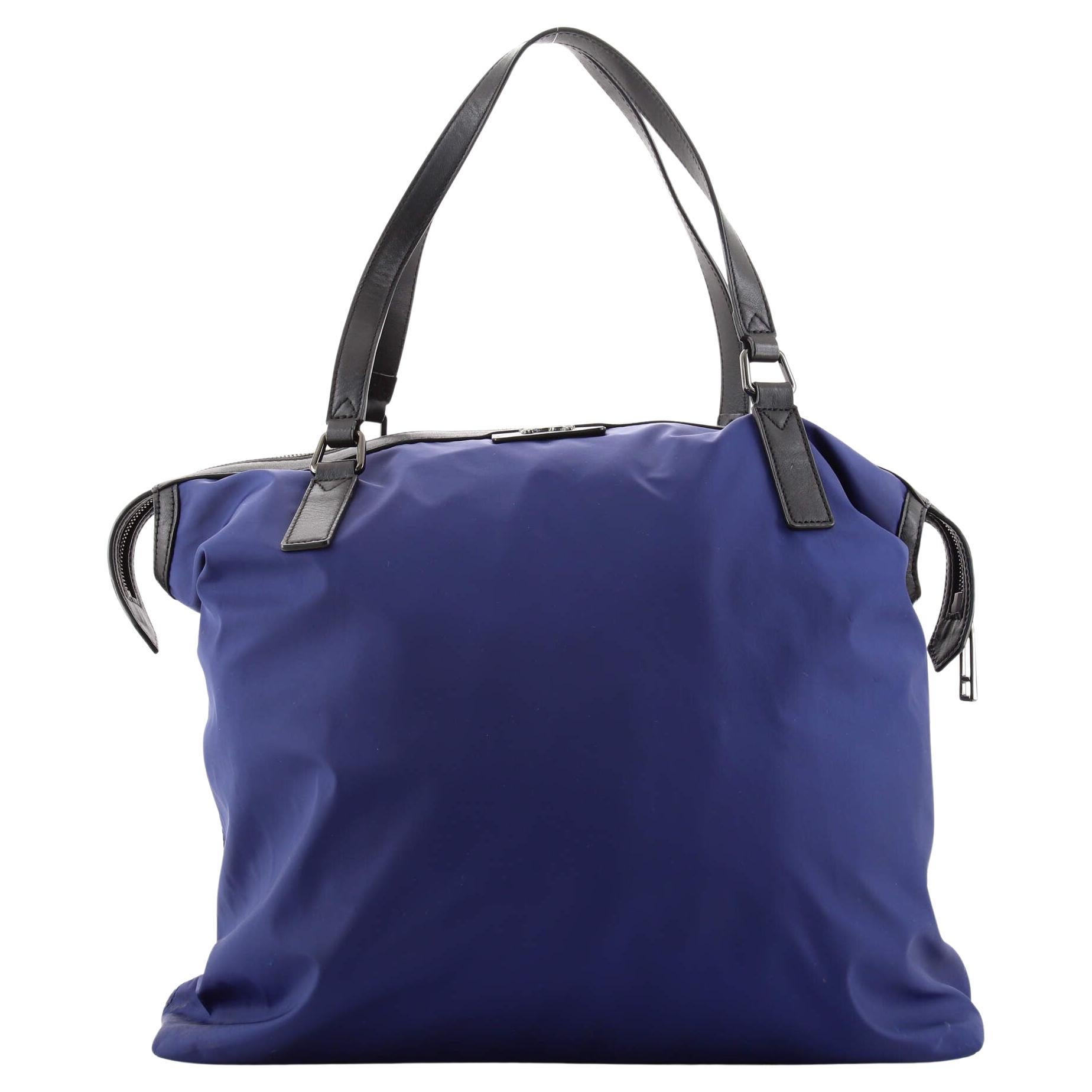 Salvatore Ferragamo Blue/White Leather Batik Tote at 1stDibs