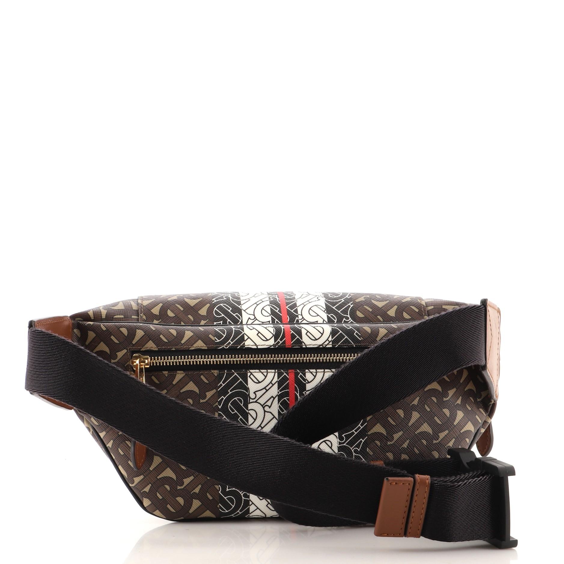 Black Burberry Bum Bag Monogram E-Canvas Medium