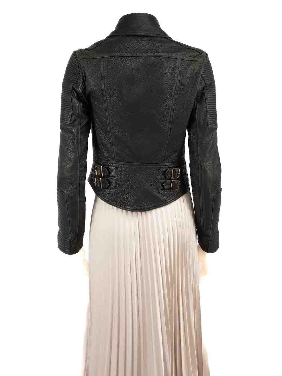 Burberry Burberry Brit Black Leather Double-Breasted Jacket Size XS In Good Condition For Sale In London, GB