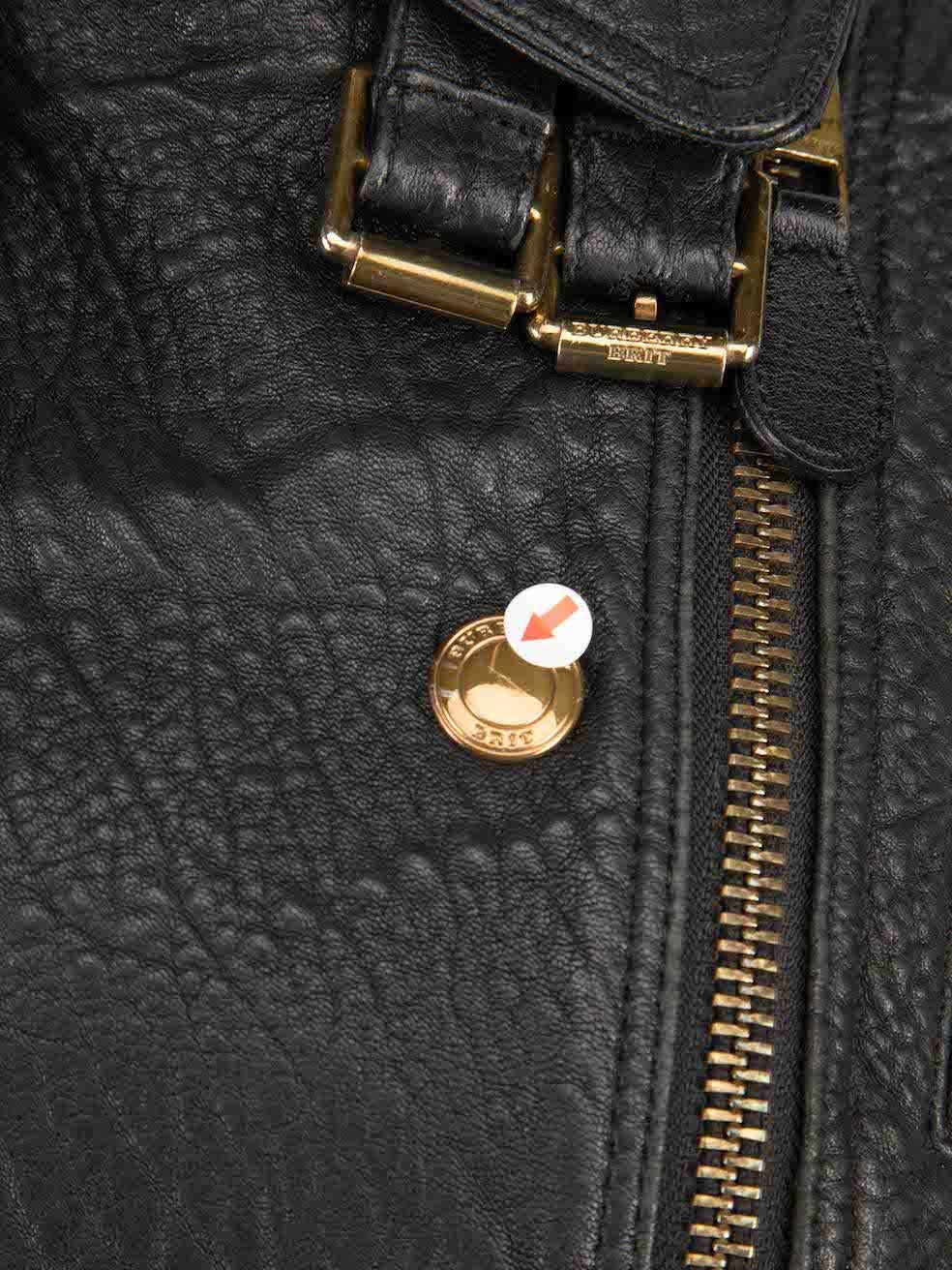 Burberry Brit Veste en cuir noir à double boutonnage Taille XS Bon état - En vente à London, GB