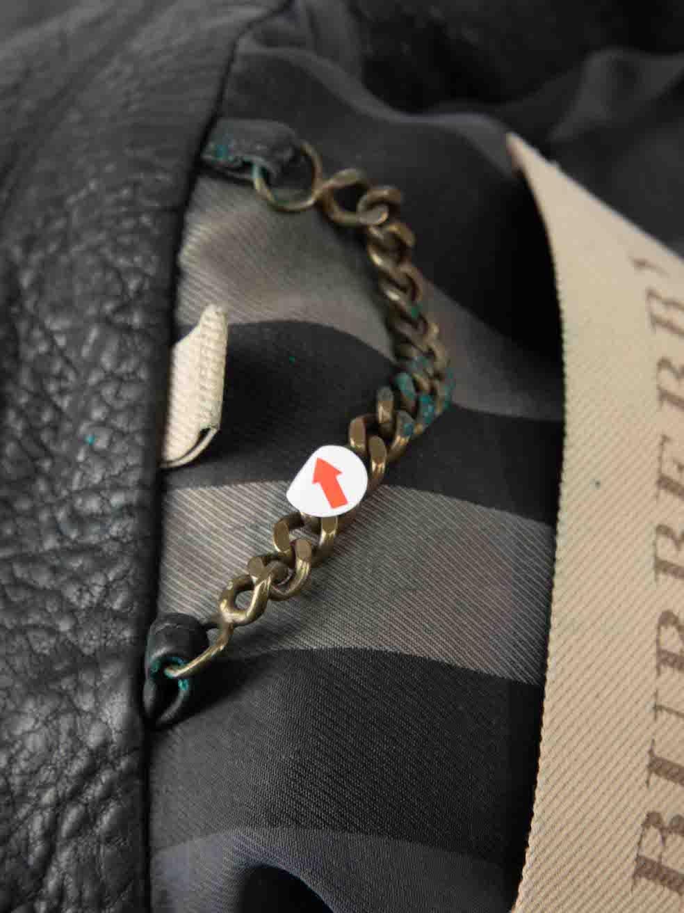 Burberry Brit Veste en cuir noir à double boutonnage Taille XS en vente 3